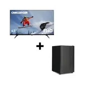 CHALLENGER - Televisor 43 pulgadas + Minibar 121 Litros + CR121 - LED 43KG90 BT T2 GOOGLETV -
