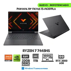 HP - PORTATIL GAMER VICTUS RYZEN 7 7445HS- 15.6" 144HZ IPS FHD - RTX 3050 - RAM 32GB DDR5 SSD 1TB M.2