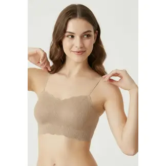 LILI PINK - Top con copa individual corte láser elaborada en encaje