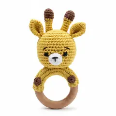 GENERICO - Sonajero Sensorial de Madera y Algodón Orgánico - Colección Animalitos