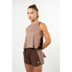 NO RULES - Esqueleto Pleat Tank Top Mocca