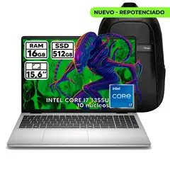 DELL - PORTÁTIL INTEL CORE I7 1355U 16 GB RAM 512GB SSD 15,6″ FHD COLOR PLATINUM SILVER + BOLSO