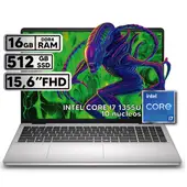 DELL - PORTÁTIL INTEL CORE I7 1355U 16 GB RAM 512GB SSD 15,6″ FHD COLOR PLATINUM SILVER