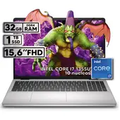 DELL - PORTÁTIL INTEL CORE I7 1355U 32 GB RAM 1 TB SSD 15,6″ FHD COLOR PLATINUM SILVER