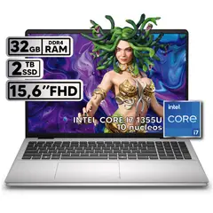 DELL - PORTÁTIL INTEL CORE I7 1355U 32 GB RAM 2 TB SSD 15,6″ FHD COLOR PLATINUM SILVER