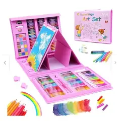 GENERICO - Set Arte Maleta X208 Piezas Caballete Crayon Acuarela Plumon