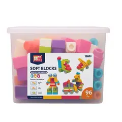 JUGANDO Y EDUCANDO - Juego Bloques Suaves Grandes En Contenedor 96 Piezas niños