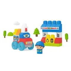 JUGANDO Y EDUCANDO - Juego Bloques Comisaria Grandes Y Figuras 28 Piezas Niños