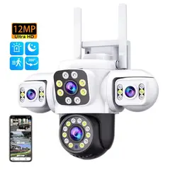 GENERICO - Cámara de Seguridad Wifi para Exteriores 16MP Triple Pantalla y Zoom 10X