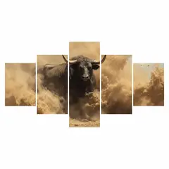 GENERICO - Lienzo Cuadro Moderno 5 Piezas Fuerza Animal 134x72cm