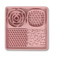 GENERICO - Alfombra De Alimentación Lenta En Silicona Para Mascotas – Reduce Ansiedad, Diseño Cuadrado Rosado