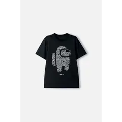 MIC - Camiseta de Among Us manga corta negro para niño