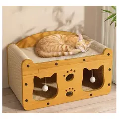 GENERICO - Rascador Para Gatos Multiusos 2 Niveles Cama Casa Y Juego