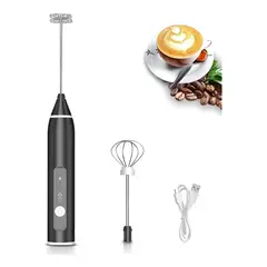 GENERICO - Batidor Eléctrico Recargable 3 Velocidades 2 Puntas Cocina Color Negro