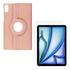 GENERICO - Forro funda Estuche Giratorio 360 para honor pad 9 + vidrio rosa