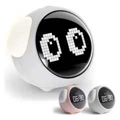 CHINA GLAZE - Reloj Despertador Infantil Con Luz Nocturna Y Diseño Emoji Para Niños Blanco