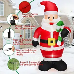 GENERICO - Inflable Papa Noel Santa Claus Muñeco Decoración Navidad Rojo