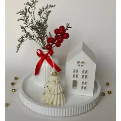 GENERAL - Centro de mesa navideño elegante florero base villa vela arbol de navidad