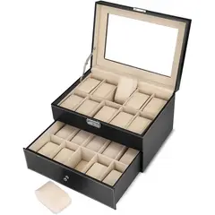GENERICO - Caja Estuche reloj para organizar 20 relojes en cuero sintético