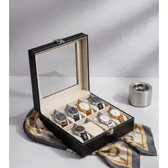 GENERICO - Caja Estuche reloj para organizar 8 relojes en cuero sintético