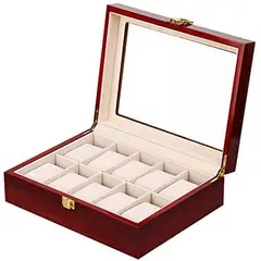 GENERICO - Caja Estuche reloj para organizar 10 relojes en madera laminada