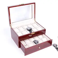 GENERICO - Caja Estuche reloj para organizar 20 relojes en madera laminada
