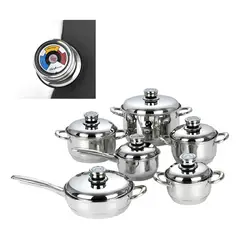 SCHAFFHAUSEN - Juego De Ollas Acero Quirúrgico Termostato 12pc Color Plateado