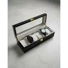 GENERICO - Caja Estuche reloj para organizar 6 relojes en madera laminada negra