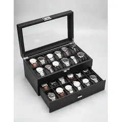 GENERICO - Caja Estuche reloj para organizar 24 relojes en cuero sintético texturizado