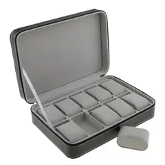 GENERICO - Caja Estuche reloj para organizar 10 relojes en cuero sintético con cierre cremallera
