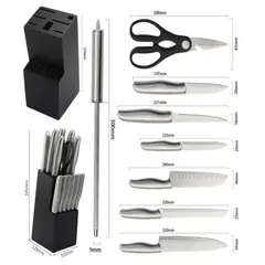 SWISSHOME - Set de Cuchillos Profesionales 15 Piezas con Base Acero Inoxidable Tijeras y Afilador