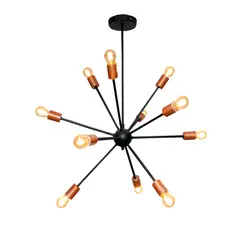 GENERICO - Lámpara Moderna de Techo Átomo 12 Brazos Cobre y Negro