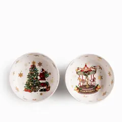 AMBIENTE GOURMET - Tazón sopa noche buena snow carousel-santa 850ml setx2