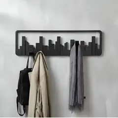 GENERICO - Perchero de Pared skyline con 5 Perchas Retráctiles Moderno
