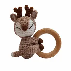 GENERICO - Sonajero Sensorial de Madera y Algodón Orgánico - Renita aventurera