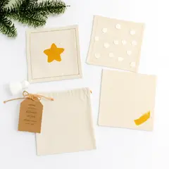 GENERICO - Set de 4 portavasos navideños Retazos de Luz-Hecho a mano