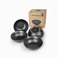 AMBIENTE GOURMET - Tazon negro mate 600 ml setx4