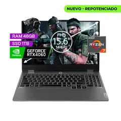 LENOVO - Portatil Gamer LOQ Ryzen 7 8845HS 48/1 TB SSD RTX 4060 8 Gb 15,6 FHD 144 hz.