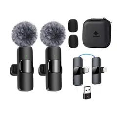 RUNBIKE - Microfono Solapa Inalámbrico Con 2 Receptores Celular Pc Camara