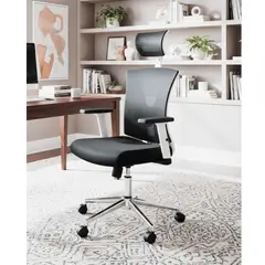 GENERICO - Silla Marco Blanco Para Escritorio Con Asiento Slider Paño Negro