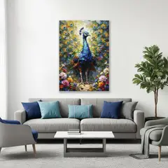 GENERICO - Lienzo Cuadro Decorativo Pavo Real Imperial 93x60Cm