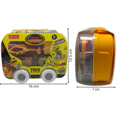 MAZUGI - Mini Maleta Construcción Amarillo Pista Carros Juguete Niños