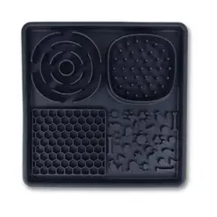 GENERICO - Alfombra De Alimentación Lenta En Silicona Para Mascotas – Reduce Ansiedad, Diseño Cuadrado Negro