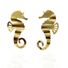 MERAKI - Aretes mujer de caballito de mar bañados en oro 24kt - Aretes grandes - aretes livianos