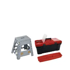 RIMAX - Combo Garaje (Butaco plegable grande Gris + Caja herramientas 20" Negra)