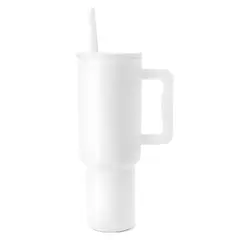 GENERICO - Termo Botella Agua Metálico Tapa Con Pitillo 1 Litro Térmico Blanco