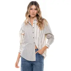 COLOR BLUE - Camisa Manga Larga Rayas