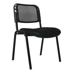 GENERICO - Silla Interlocutora Recepción De Espera Malla Metálica Negra Malla