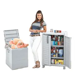 RIMAX - Combo Organizador Barú - Gris Hielo (Armario Mediano + Baúl 100 Lt)