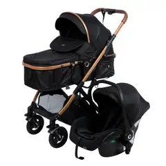 EBABY - Coche cuna moisés Ronda Plus + Portabebé EB132-1 Negro